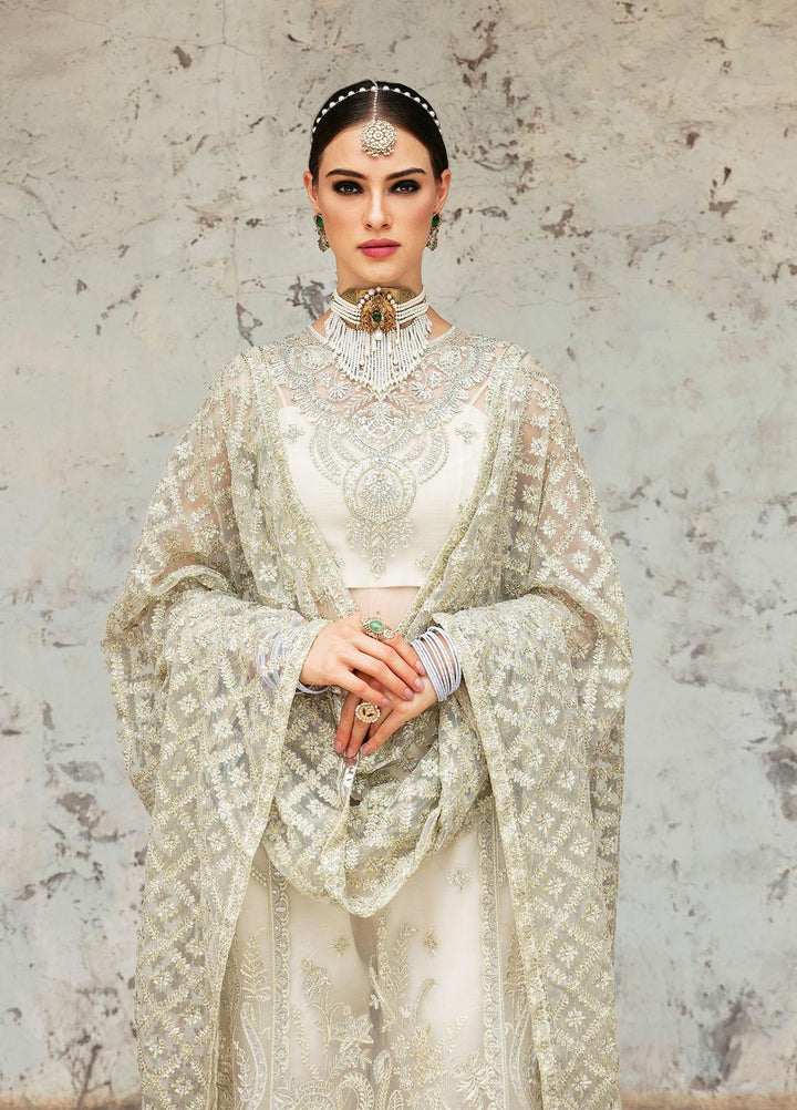 Panache By Ayzel By Afrozeh Embroidered Net Suits Unstitched 3 Piece AAF23PC AZ-V5-07 Omni White - Luxury Collection