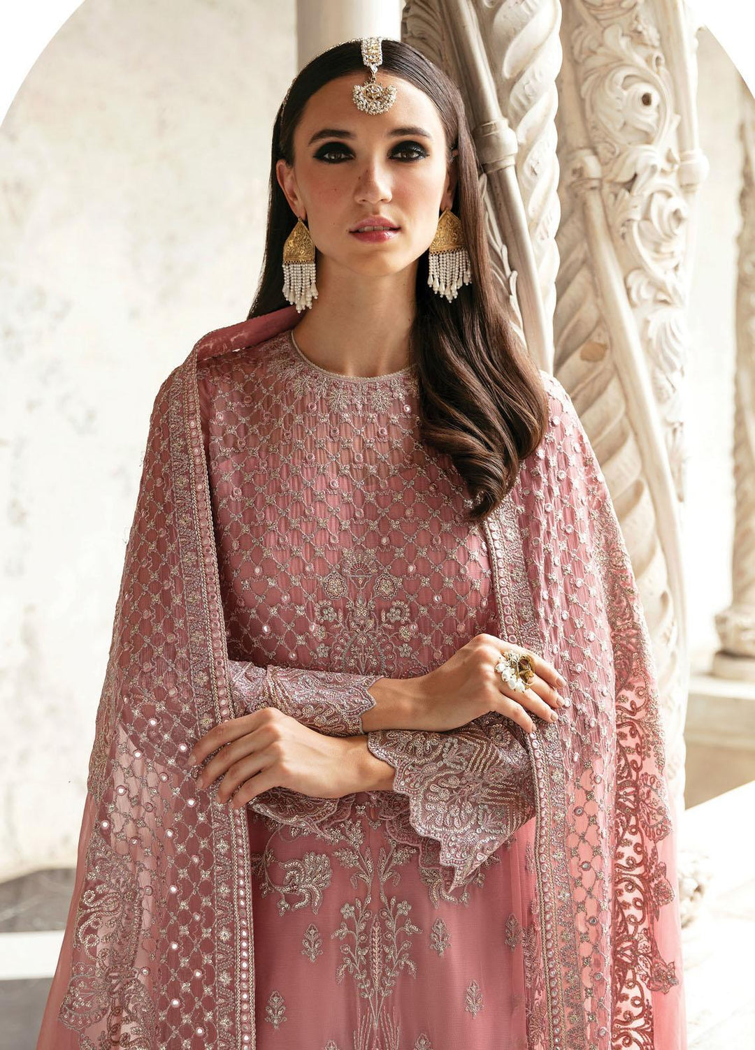 Panache By Ayzel By Afrozeh Embroidered Chiffon Suits Unstitched 3 Piece AAF23PC AZ-V5-08 Sakura - Luxury Collection