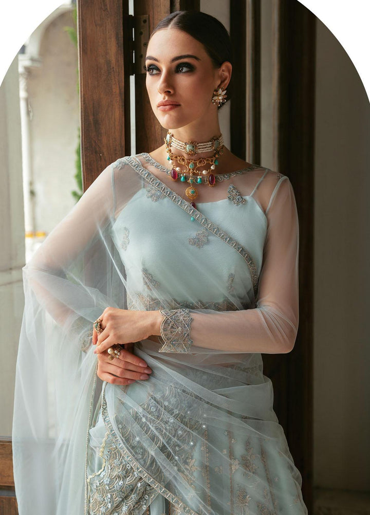 Panache By Ayzel By Afrozeh Embroidered Net Suits Unstitched 3 Piece AAF23PC AZ-V5-09 Marina - Luxury Collection