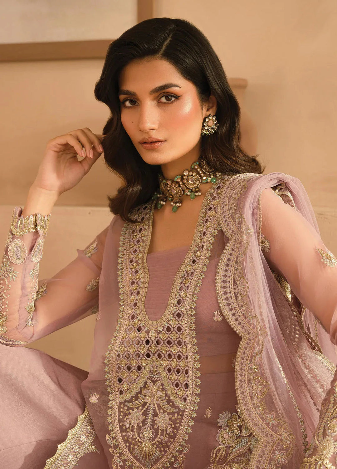 Panache by Ayzel Embroidered Organza Suit Unstitched 3 Piece AAF24PF D-10 Maura - Formals Collection