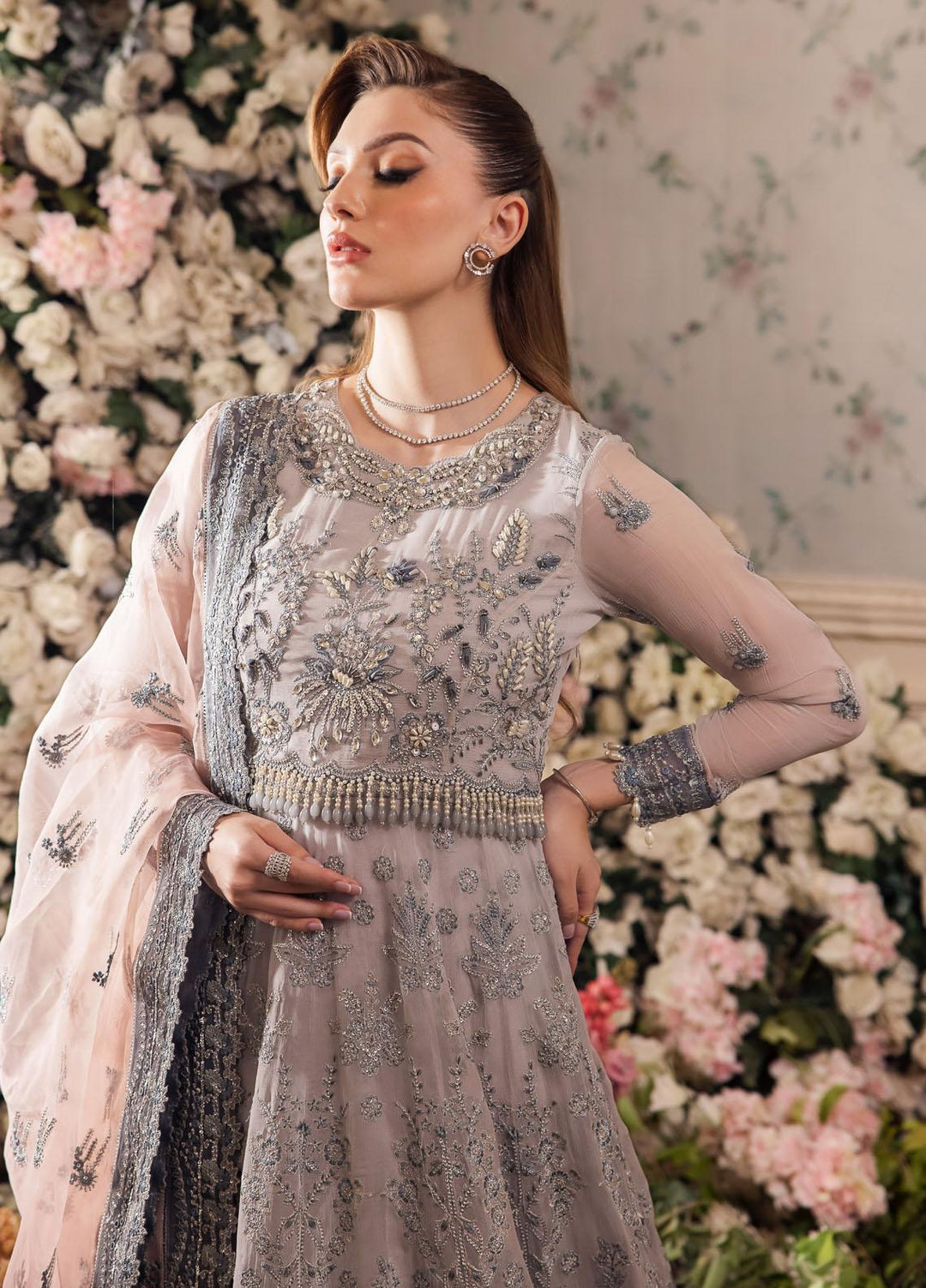 Panache By Saad Shaikh Embroidered Chiffon Suits Unstitched 4 Piece SSK24P Insiya - Luxury Collection
