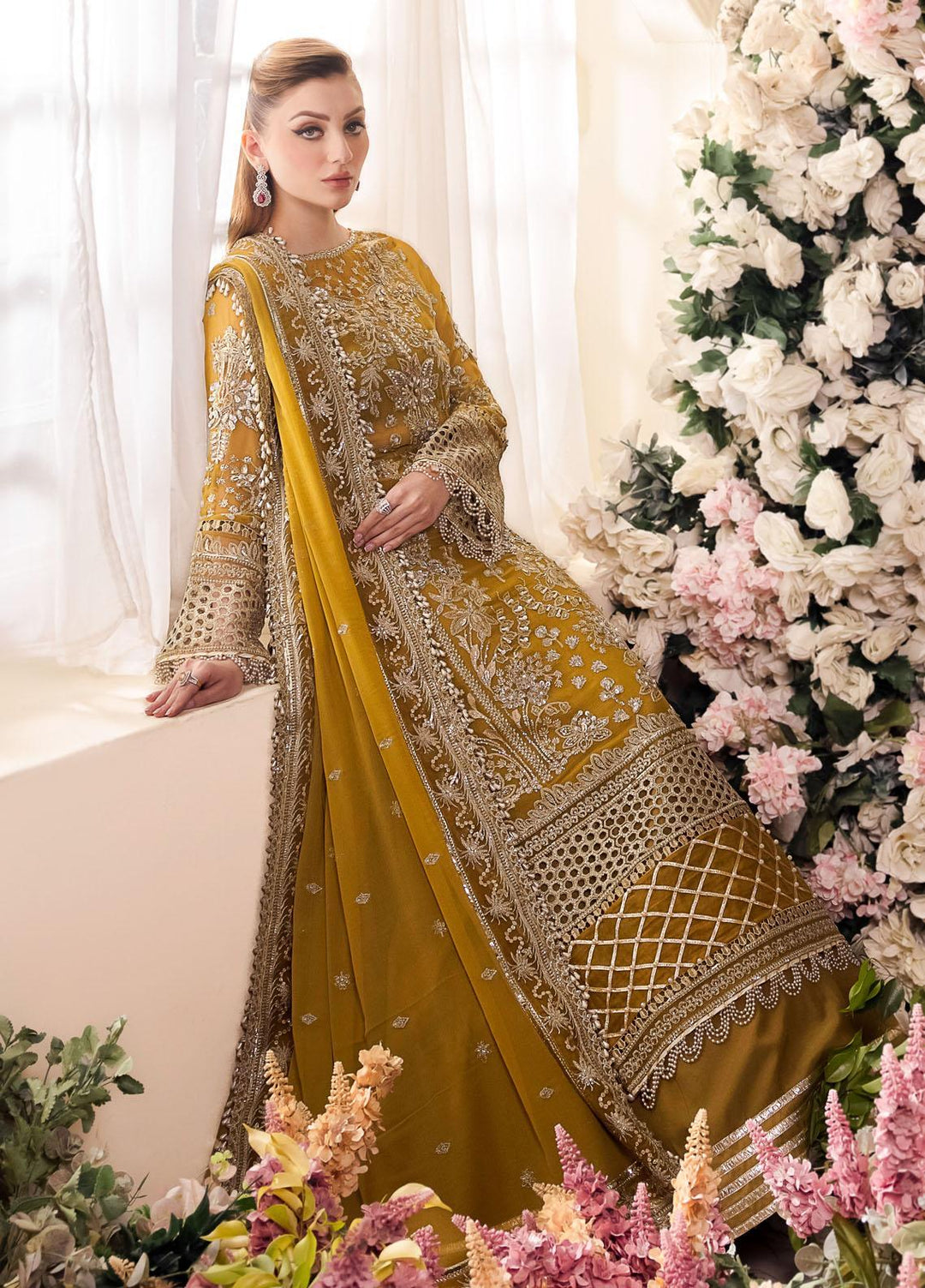 Panache By Saad Shaikh Embroidered Chiffon Suits Unstitched 4 Piece SSK24P Ramz - Luxury Collection