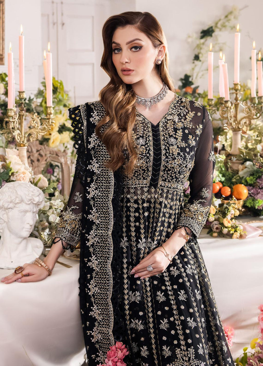 Panache By Saad Shaikh Embroidered Chiffon Suits Unstitched 4 Piece SSK24P Rayam - Luxury Collection