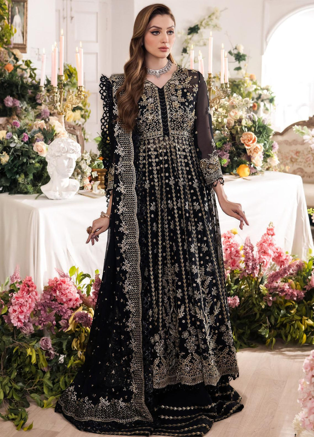Panache By Saad Shaikh Embroidered Chiffon Suits Unstitched 4 Piece SSK24P Rayam - Luxury Collection