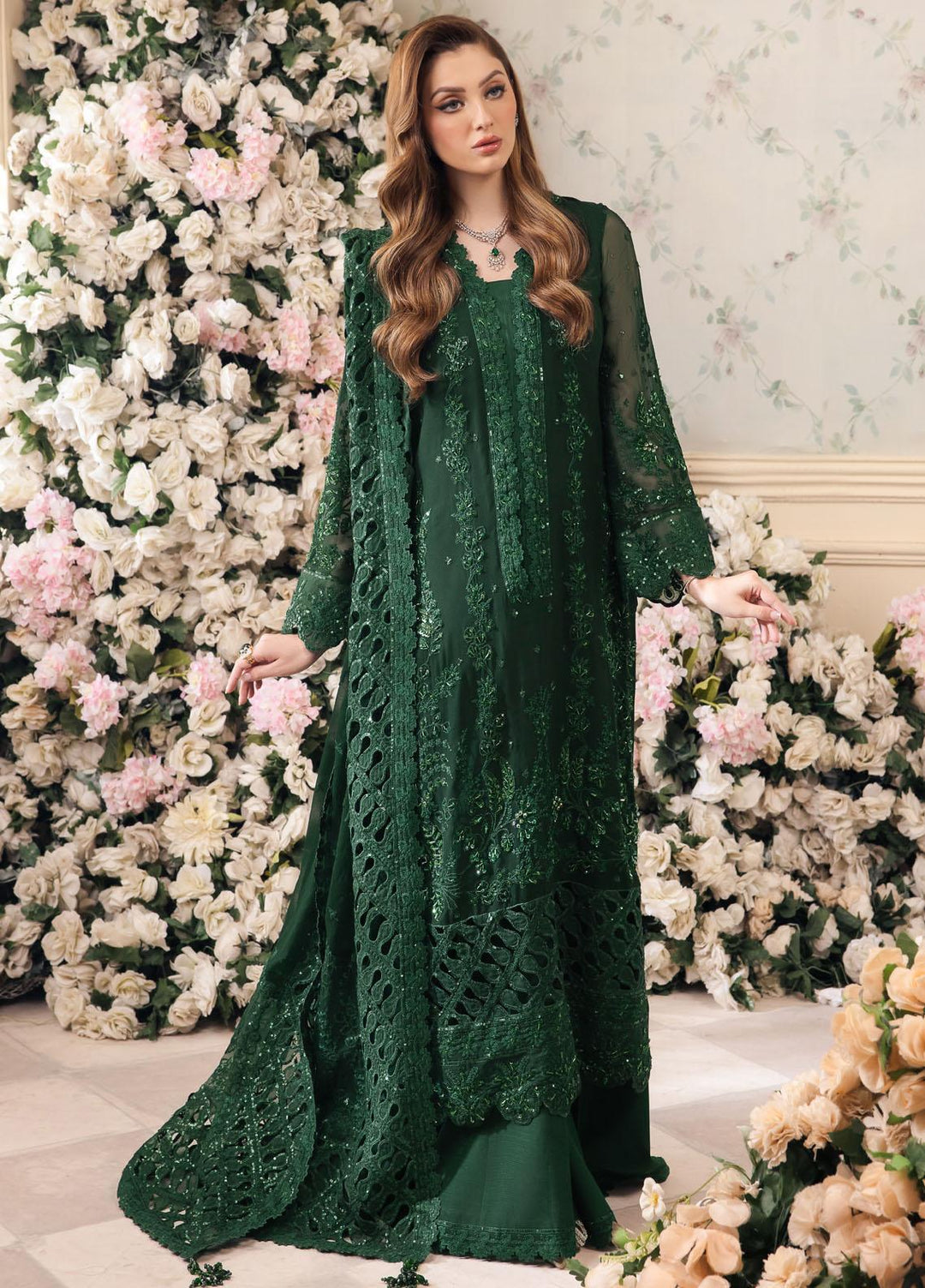 Panache By Saad Shaikh Embroidered Chiffon Suits Unstitched 4 Piece SSK24P Sabeen - Luxury Collection