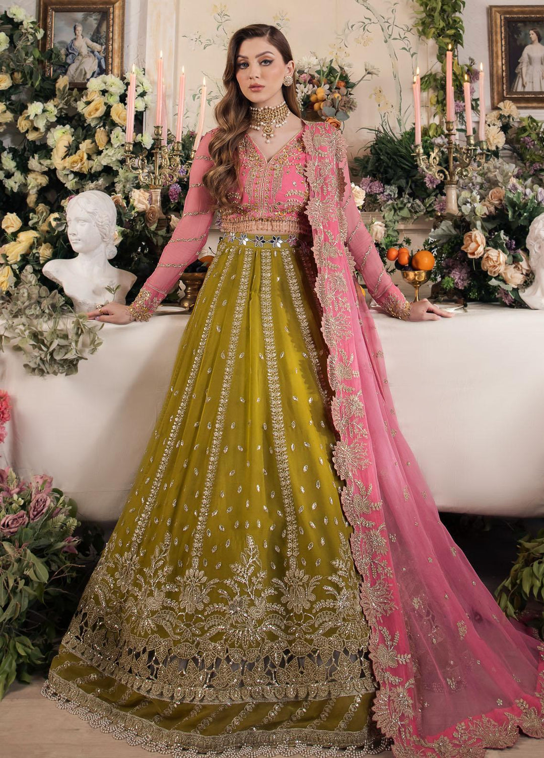 Panache By Saad Shaikh Embroidered Chiffon Suits Unstitched 4 Piece SSK24P Taskheer - Luxury Collection