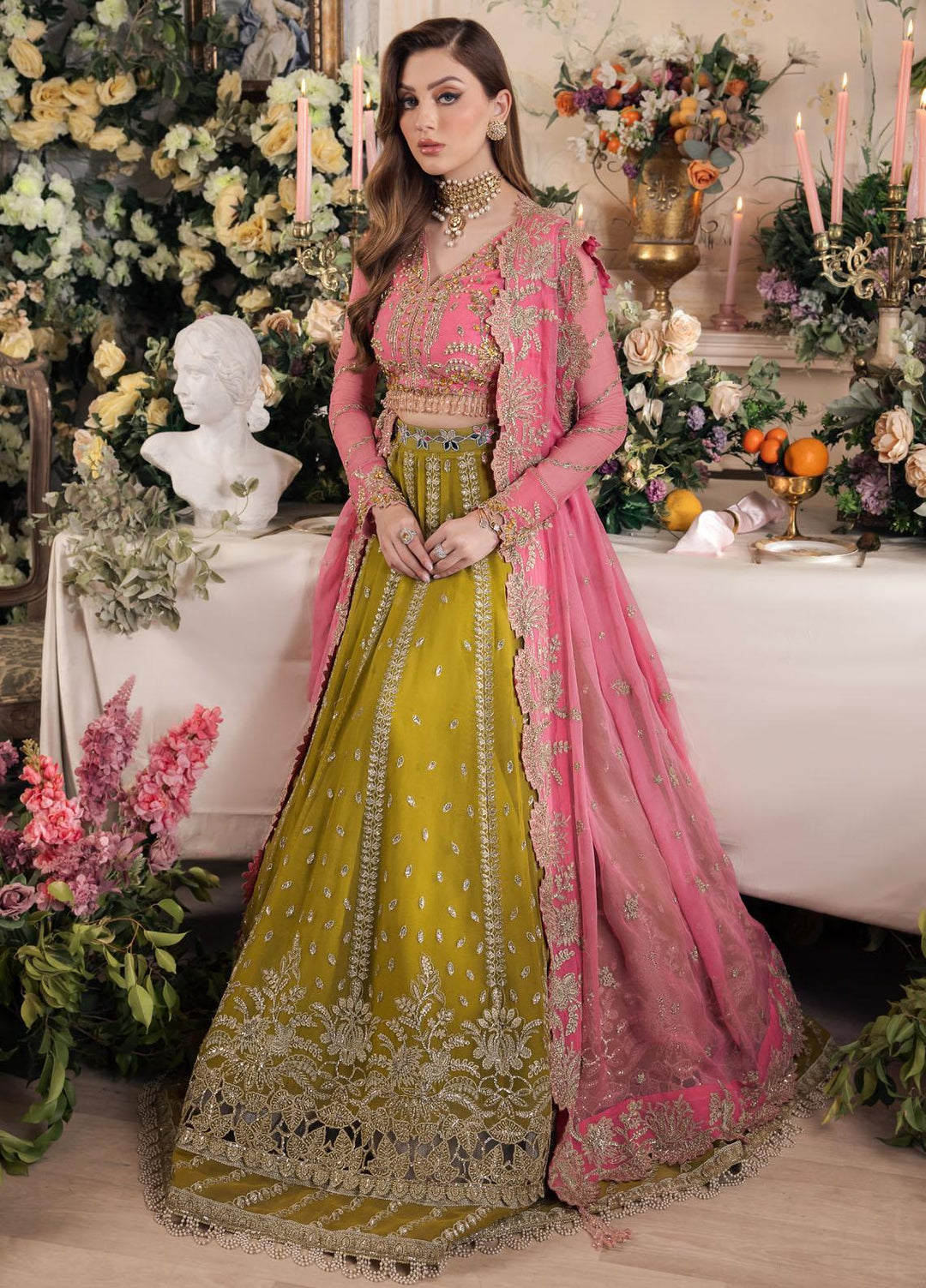 Panache By Saad Shaikh Embroidered Chiffon Suits Unstitched 4 Piece SSK24P Taskheer - Luxury Collection