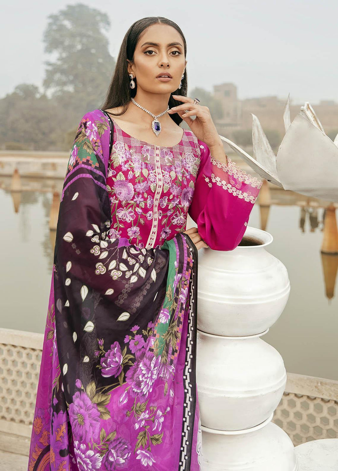 Dastaan By Panache Embroidered Lawn Suits Unstitched 3 Piece PN21D 02 - Luxury Collection