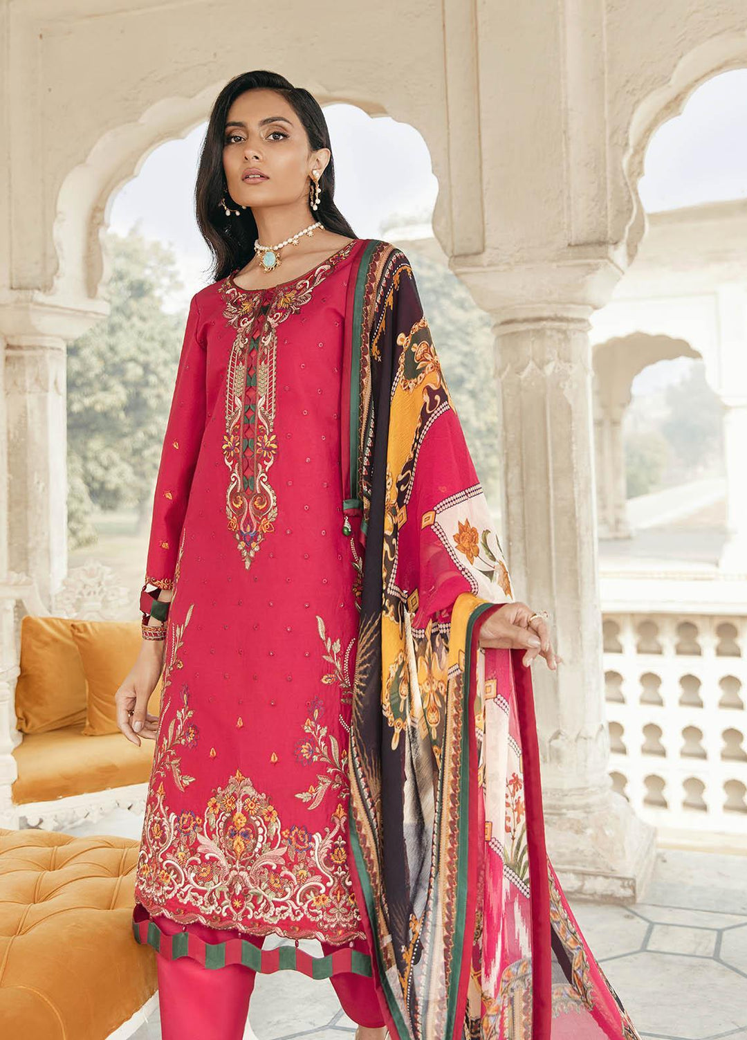 Dastaan By Panache Embroidered Lawn Suits Unstitched 3 Piece PN21D 05 - Luxury Collection