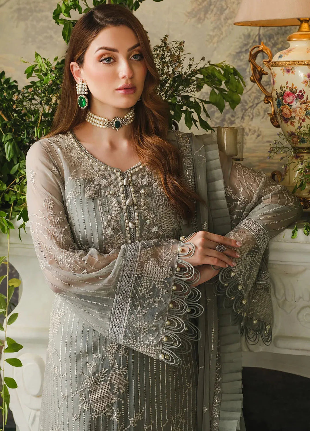 Paras by Pasha Embroidered Chiffon Suit Unstitched 3 Piece PBP24A PR101-Stargaze - Luxury Collection