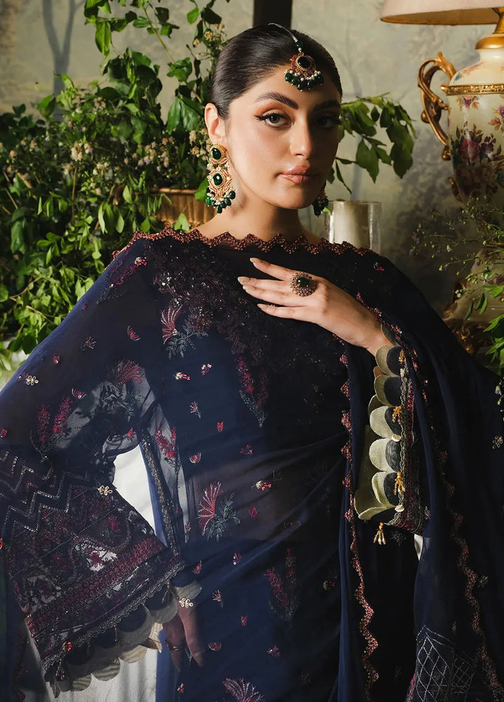 Paras by Pasha Embroidered Chiffon Suit Unstitched 3 Piece PBP24A PR102-Midnight - Luxury Collection