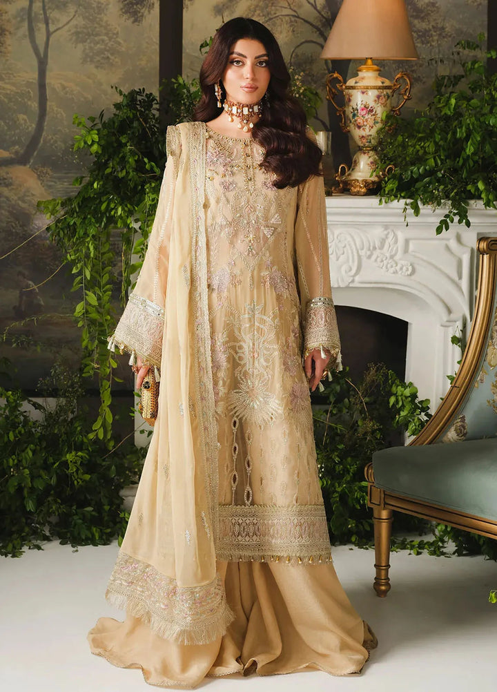 Paras by Pasha Embroidered Chiffon Suit Unstitched 3 Piece PBP24A PR104-Amber - Luxury Collection
