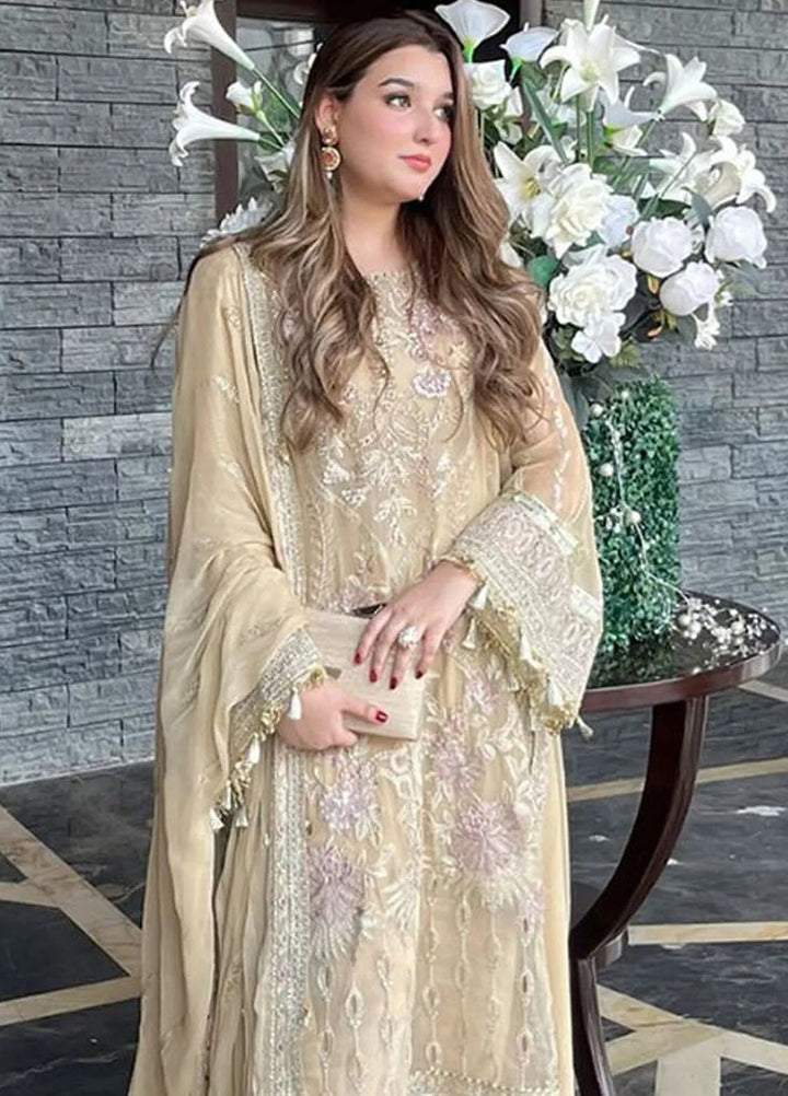 Paras by Pasha Embroidered Chiffon Suit Unstitched 3 Piece PBP24A PR104-Amber - Luxury Collection