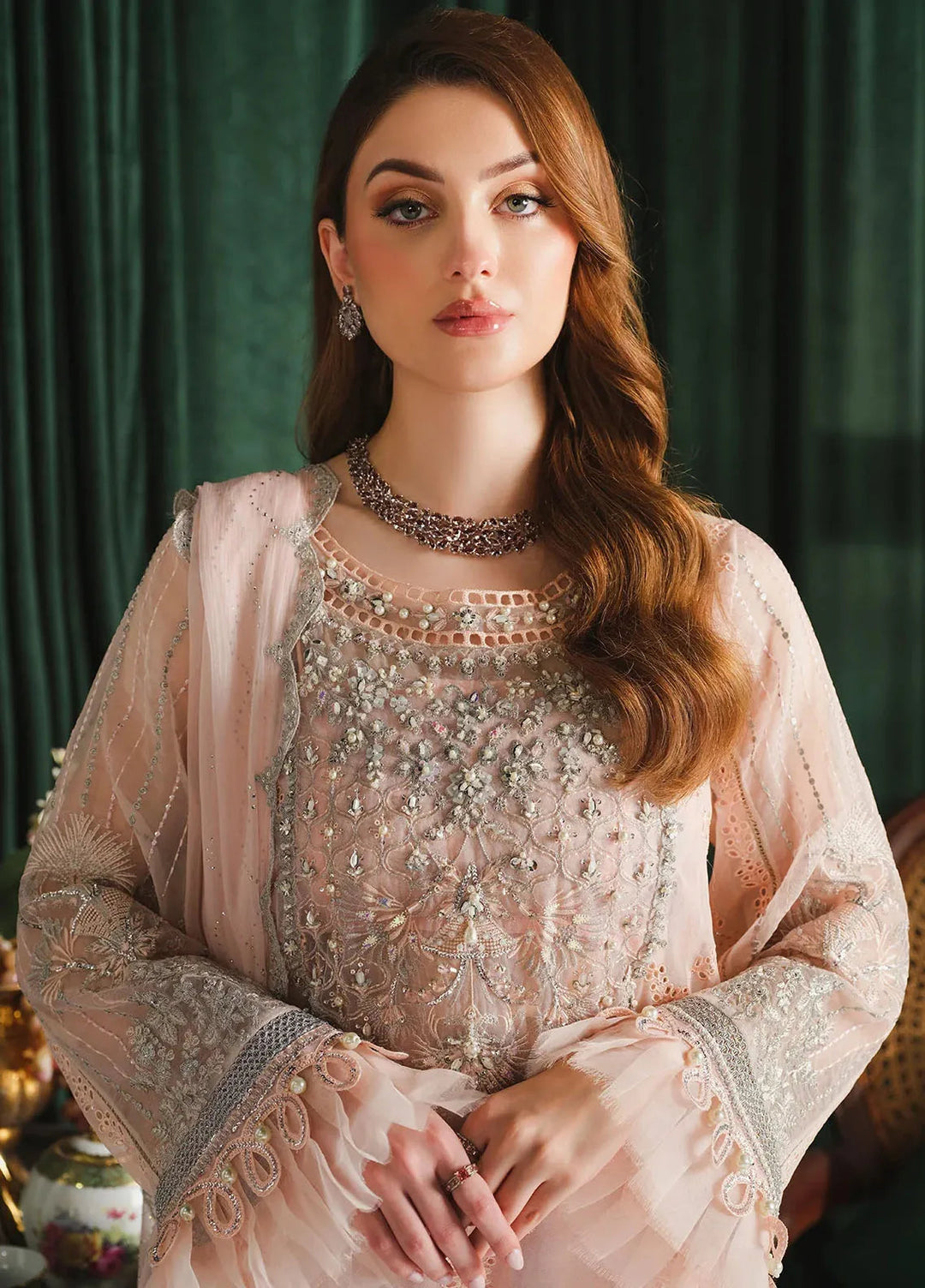 Paras by Pasha Embroidered Chiffon Suit Unstitched 3 Piece PBP24A PR105-Tulip - Luxury Collection