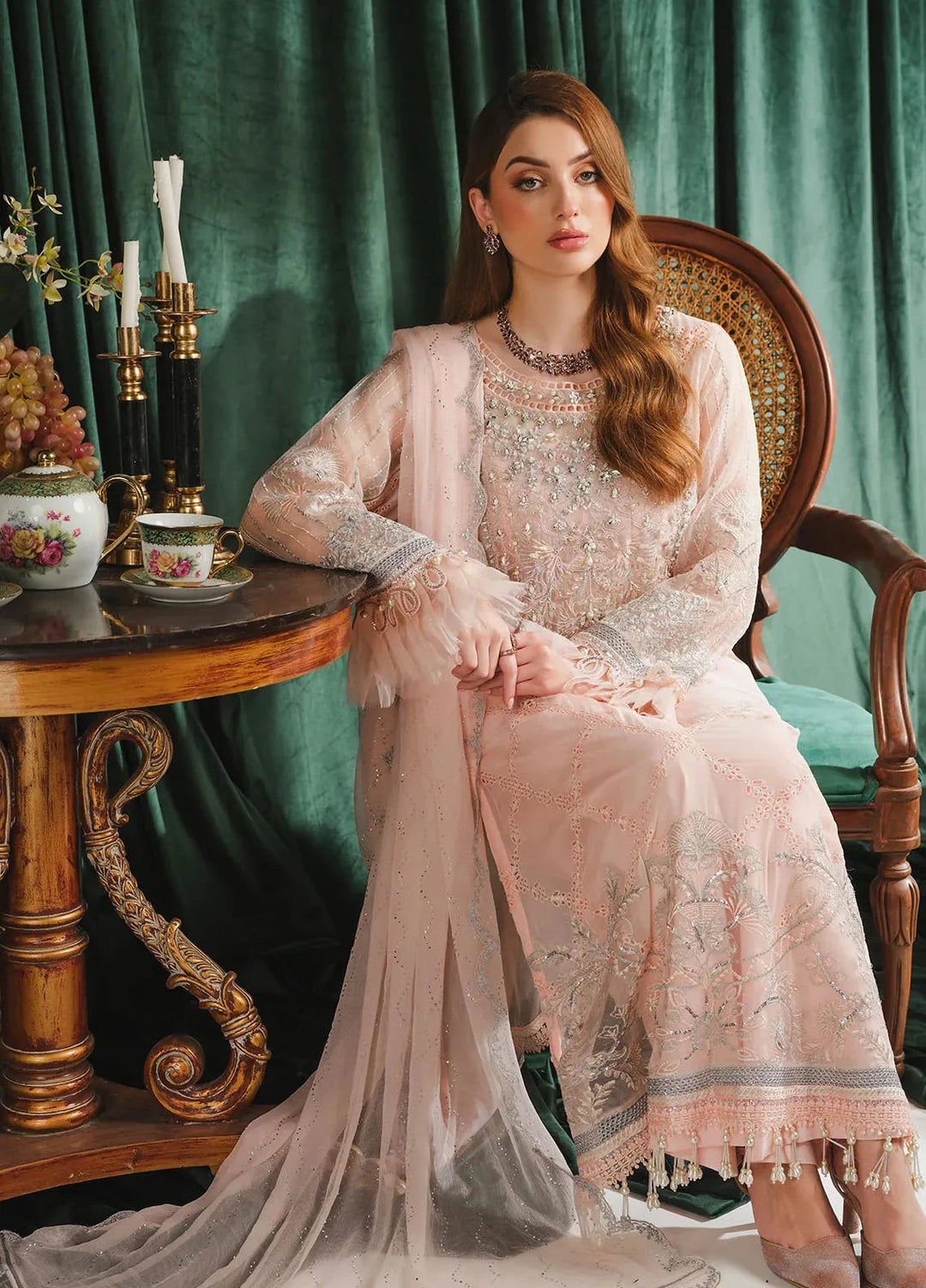 Paras by Pasha Embroidered Chiffon Suit Unstitched 3 Piece PBP24A PR105-Tulip - Luxury Collection