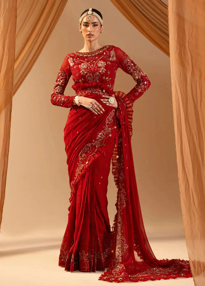 Paras by Pasha Embroidered Chiffon Suits Unstitched Saree PBP25NJ Laal-e-Jahan - Formal Collection