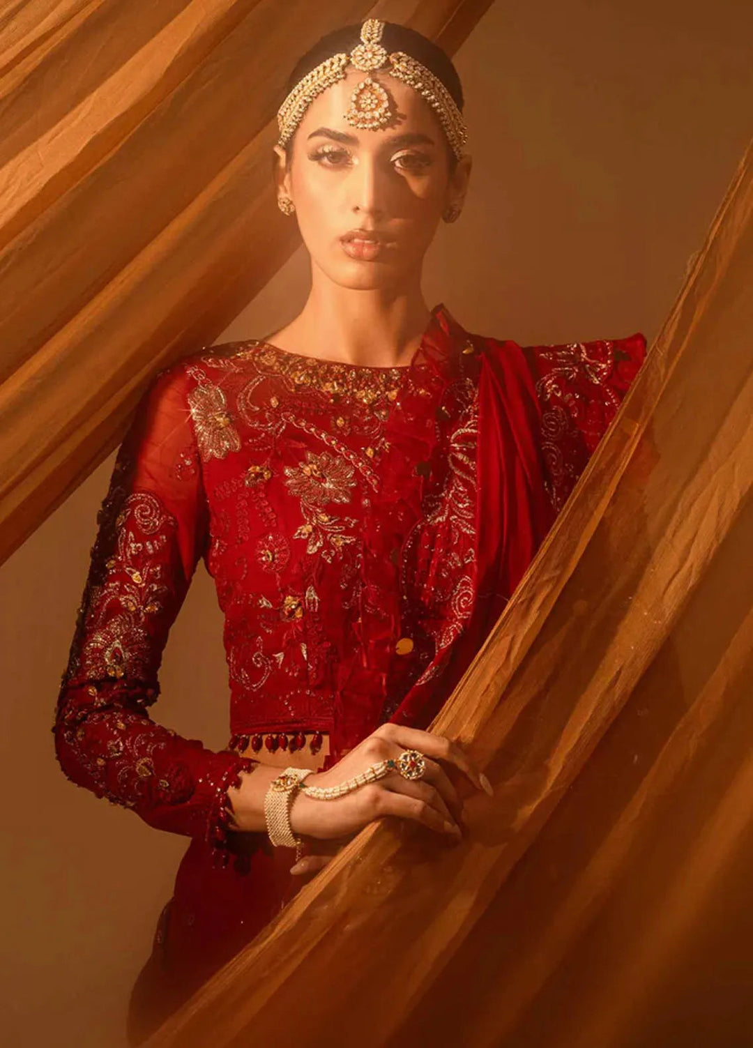 Paras by Pasha Embroidered Chiffon Suits Unstitched Saree PBP25NJ Laal-e-Jahan - Formal Collection