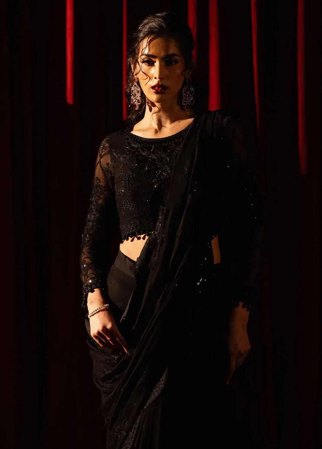 Paras by Pasha Embroidered Chiffon Suits Unstitched Saree PBP25NJ Shab-e-Noor - Formal Collection