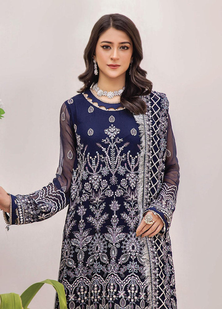 Pareesha By Humdum Embroidered Chiffon Suits Unstitched 3 Piece HD23P-2 D-01 - Luxury Collection
