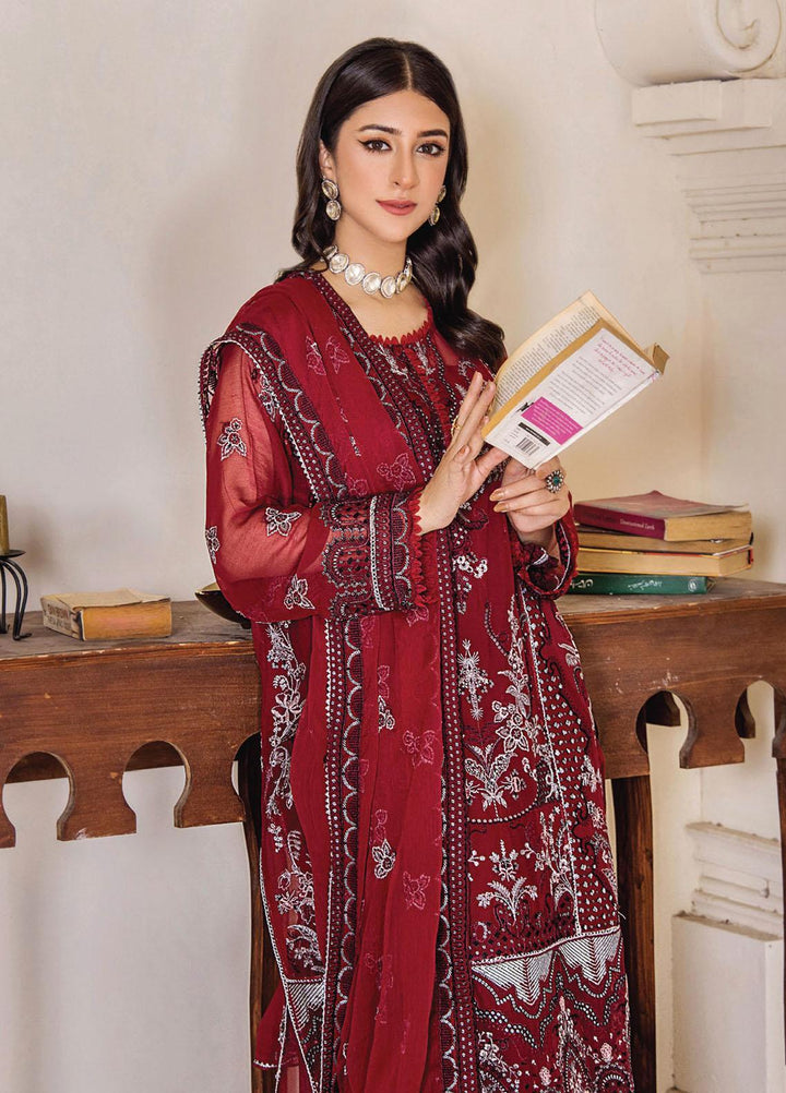 Pareesha By Humdum Embroidered Chiffon Suits Unstitched 3 Piece HD23P-2 D-03 - Luxury Collection