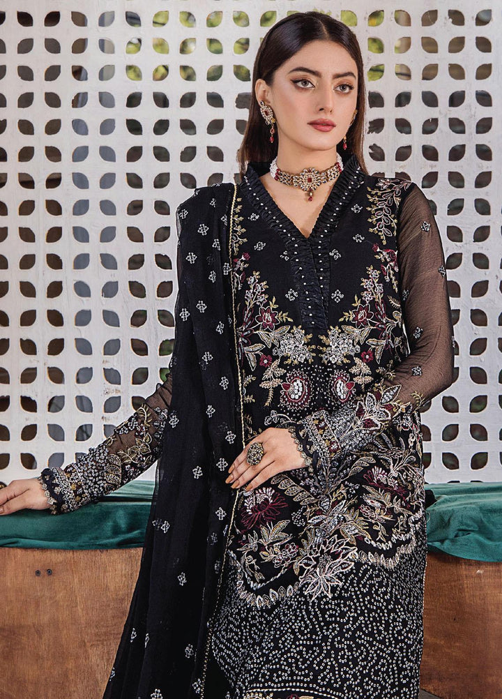 Pareesha By Humdum Embroidered Chiffon Suits Unstitched 3 Piece HD23P-2 D-06 - Luxury Collection