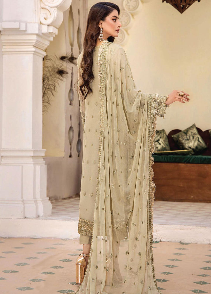Pareesha By Humdum Embroidered Chiffon Suits Unstitched 3 Piece HD23P-2 D-09 - Luxury Collection
