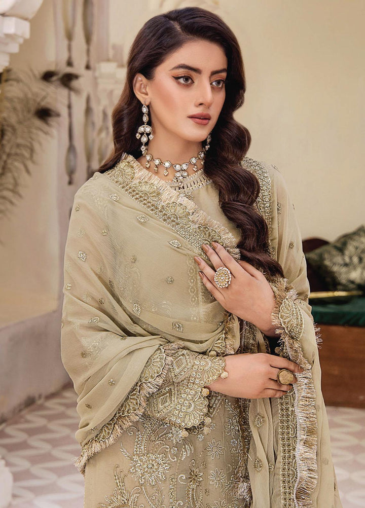 Pareesha By Humdum Embroidered Chiffon Suits Unstitched 3 Piece HD23P-2 D-09 - Luxury Collection
