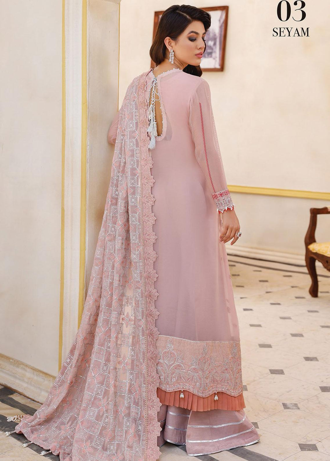 Pareesia By Xenia Formals Embroidered Chiffon Suits Unstitched 3 Piece XE22-P2 03 Seyam - Luxury Collection