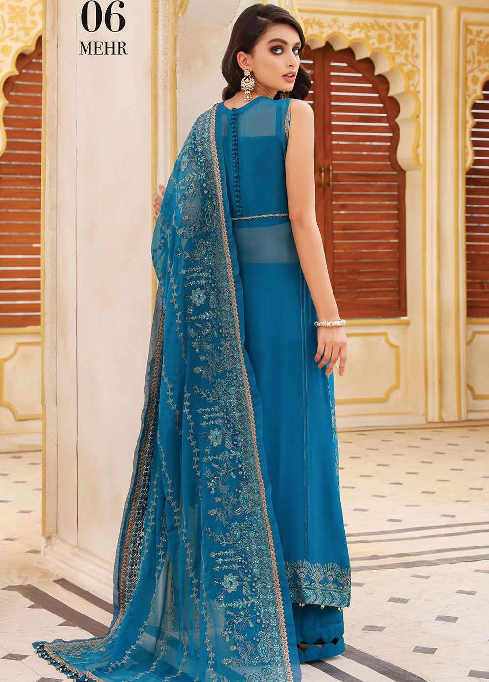 Pareesia By Xenia Formals Embroidered Chiffon Suits Unstitched 3 Piece XE22-P2 06 Mehr - Luxury Collection