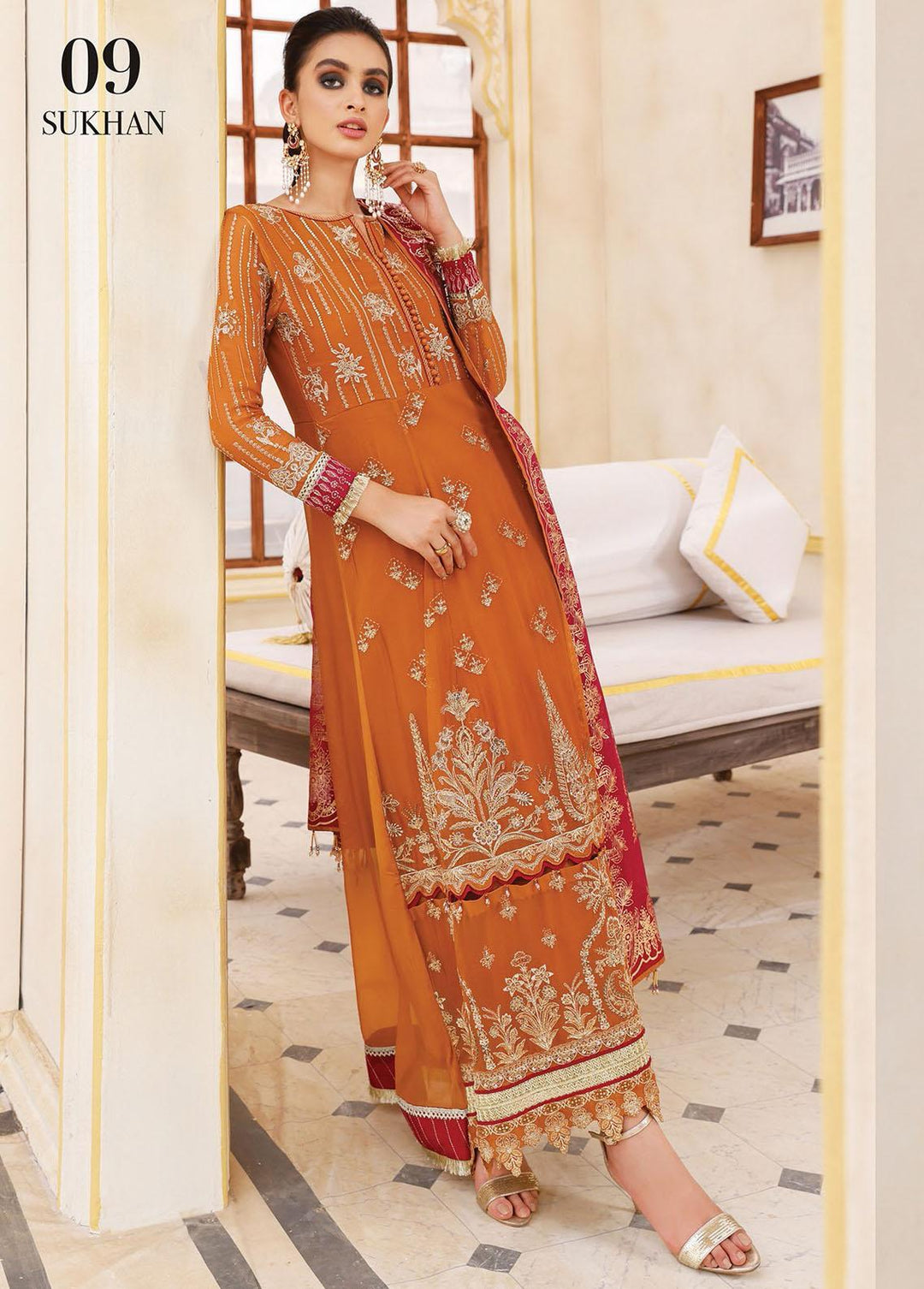 Pareesia By Xenia Formals Embroidered Chiffon Suits Unstitched 3 Piece XE22-P2 09 Sukhan - Luxury Collection