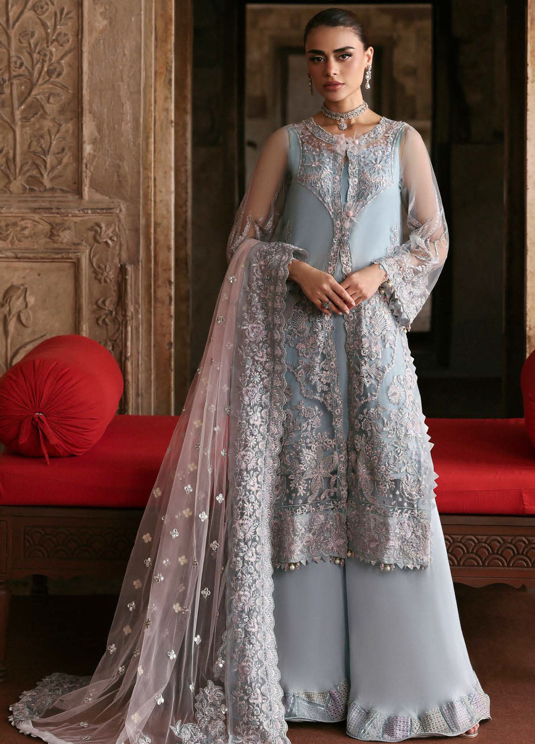 Parishay Embroidered Net Suits Unstitched 3 Piece PRS25JP D-06 JRA - 06 - Formals Collection