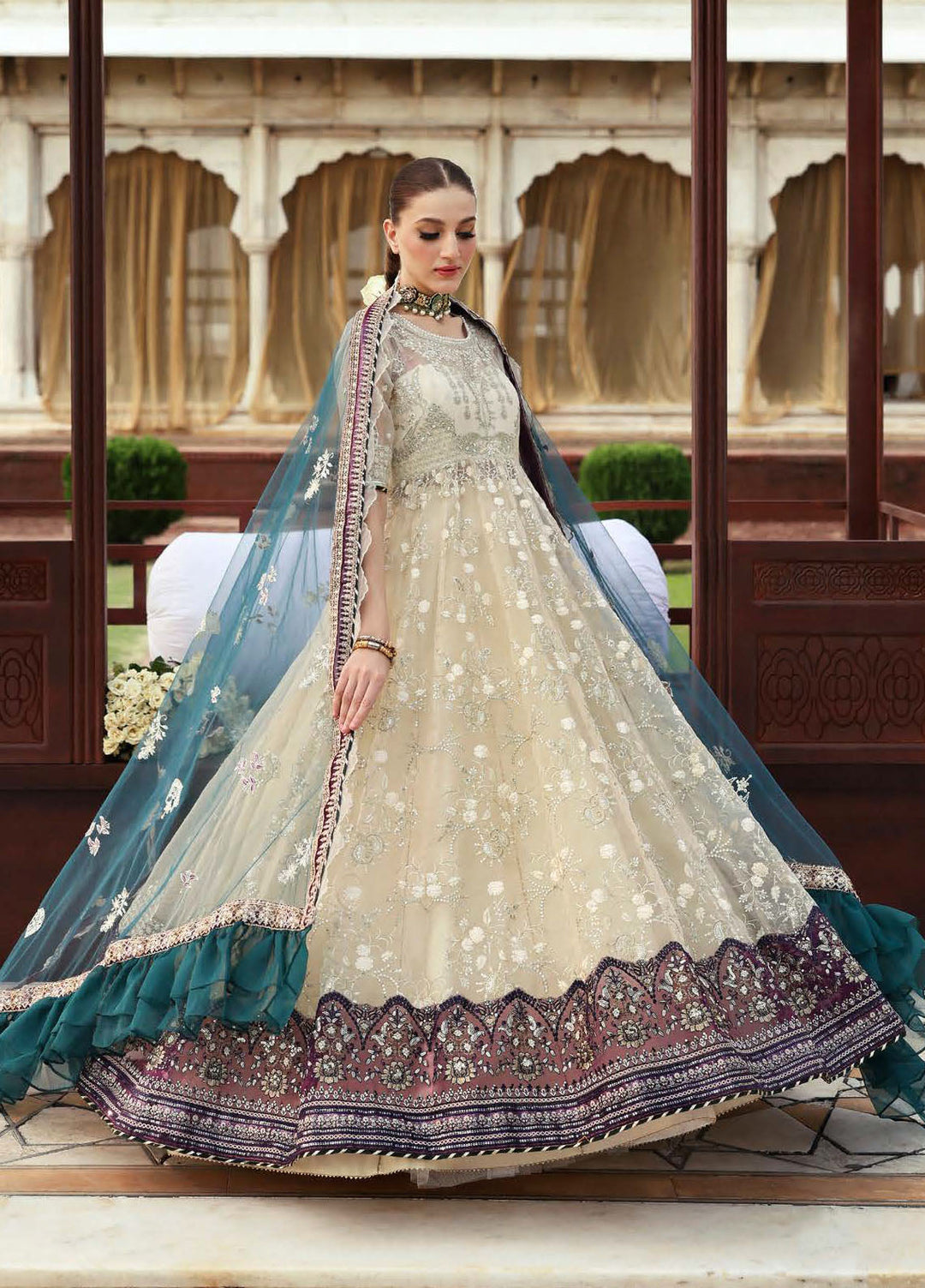 Parishay Embroidered Organza Suits Unstitched 3 Piece PRS25JP D-10 JRA - 10 - Formals Collection