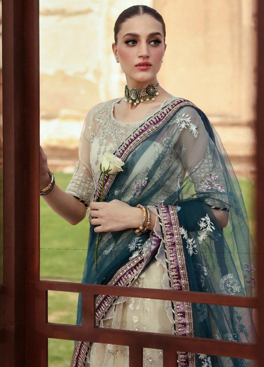 Parishay Embroidered Organza Suits Unstitched 3 Piece PRS25JP D-10 JRA - 10 - Formals Collection