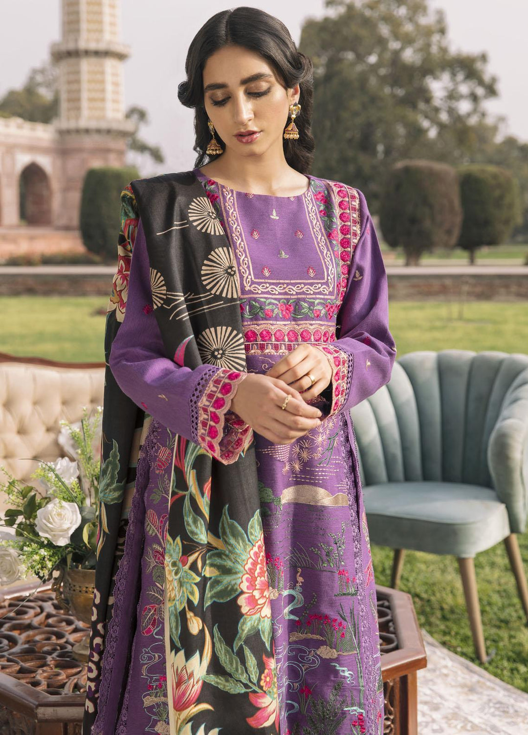 Parishay Embroidered Lawn Suits Unstitched 3 Piece PRS22FE Kompal - Festive Collection