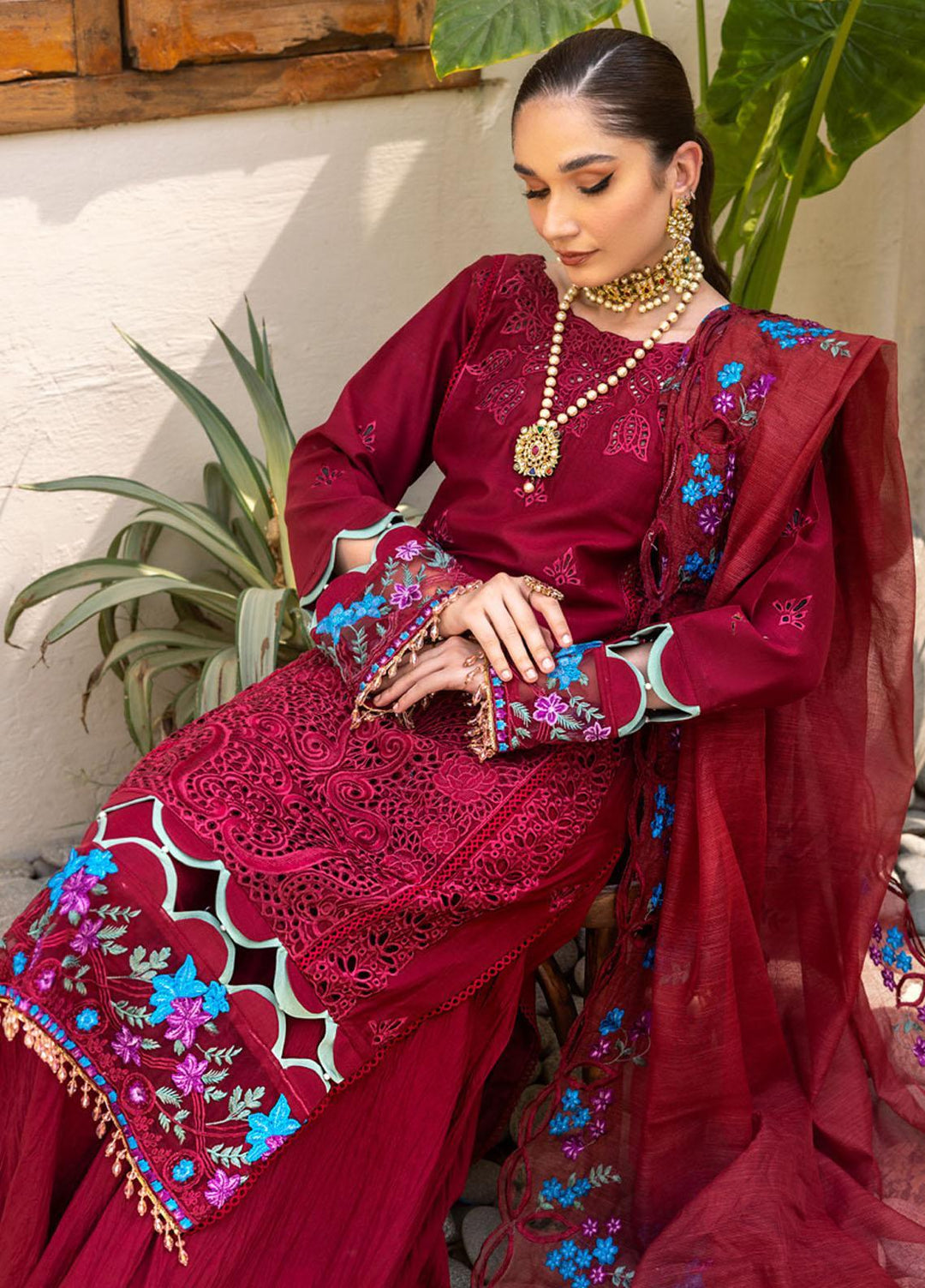 Parishay Embroidered Schiffli Suits Unstitched 3 Piece PR23LL-E2 LLE-05 - Luxury Collection