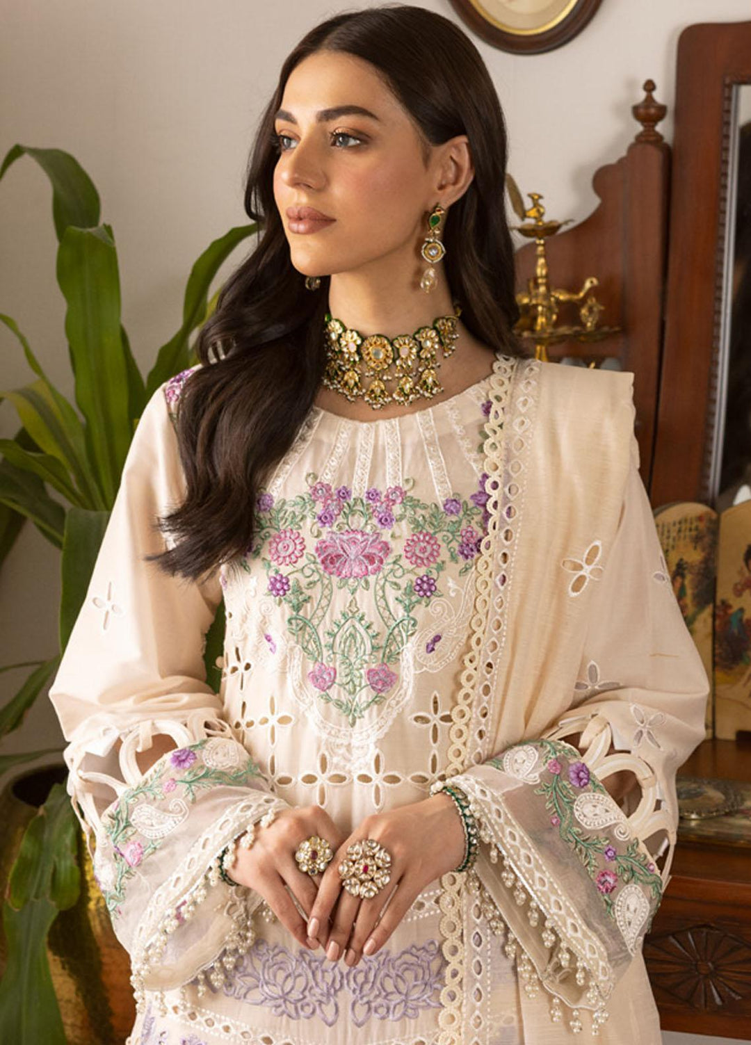 Parishay Embroidered Schiffli Suits Unstitched 3 Piece PR23LL-E2 LLE-08 - Luxury Collection