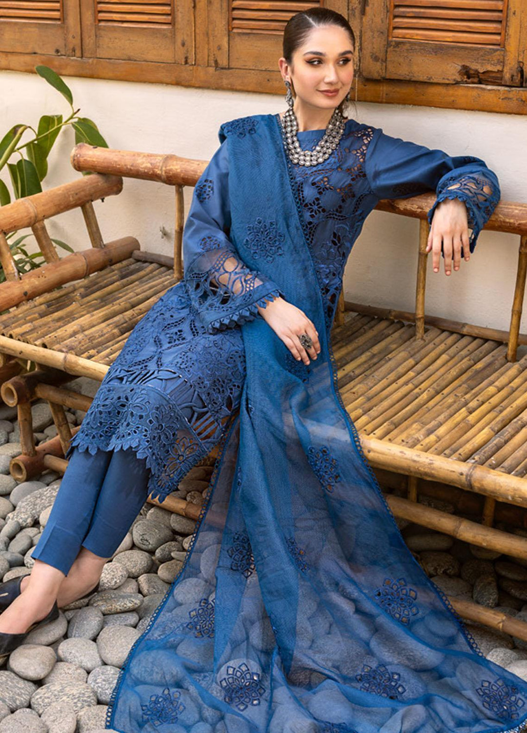 Parishay Embroidered Schiffli Suits Unstitched 3 Piece PR23LL-E2 LLE-09 - Luxury Collection