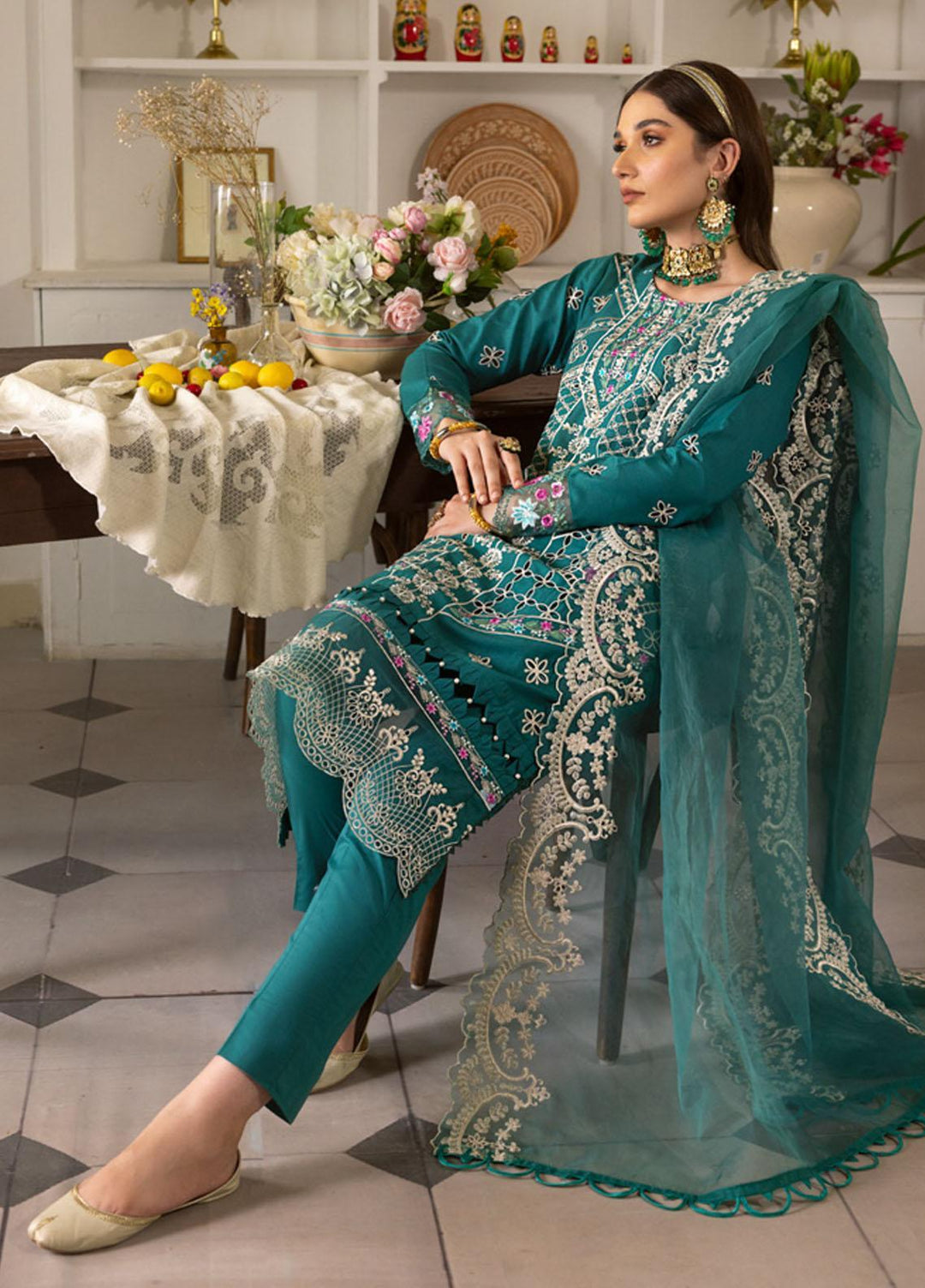Parishay Embroidered Schiffli Suits Unstitched 3 Piece PR23LL-E2 LLE-10 - Luxury Collection
