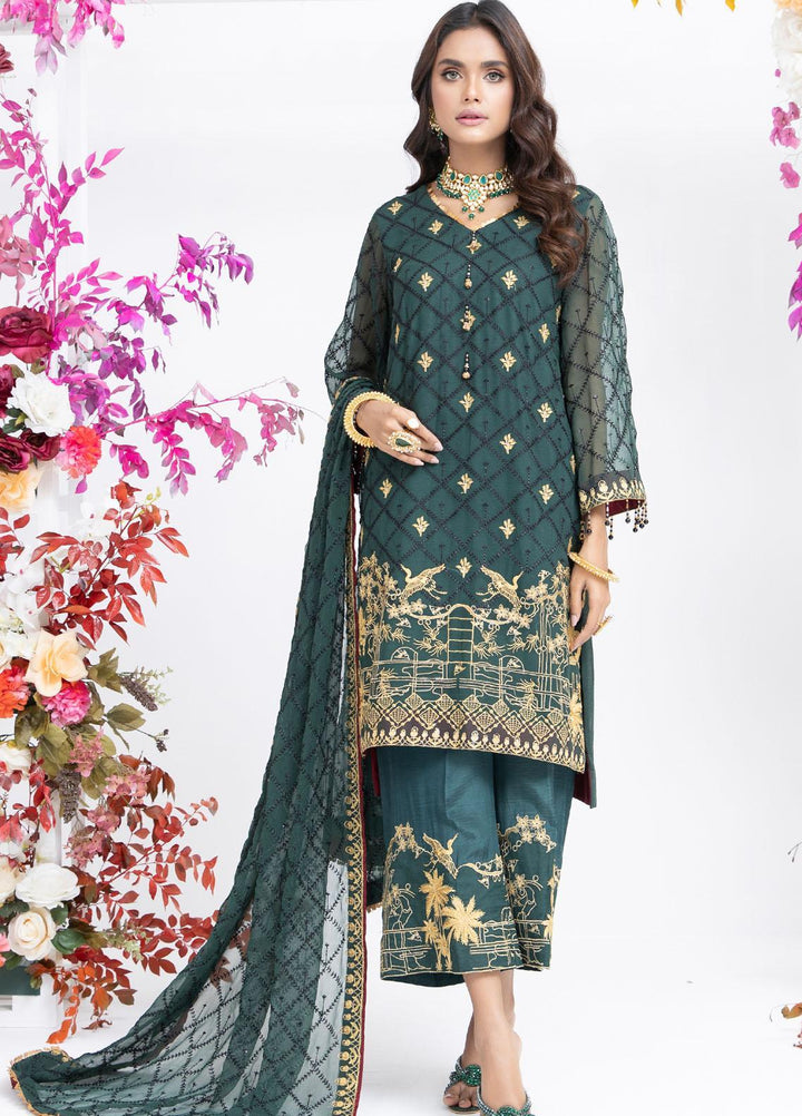 Parishey By Zaaviay Embroidered Chiffon Suits Unstitched 3 Piece KAINAT - Luxury Collection