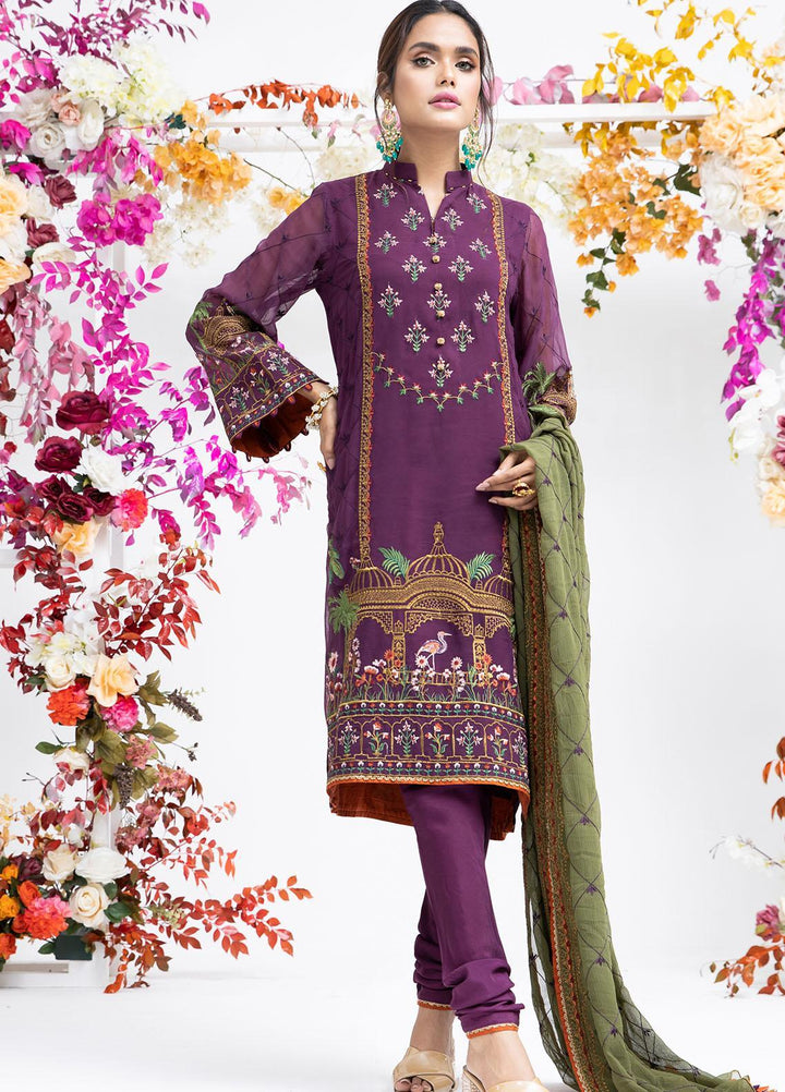 Parishey By Zaaviay Embroidered Chiffon Suits Unstitched 3 Piece KHUWAAB - Luxury Collection