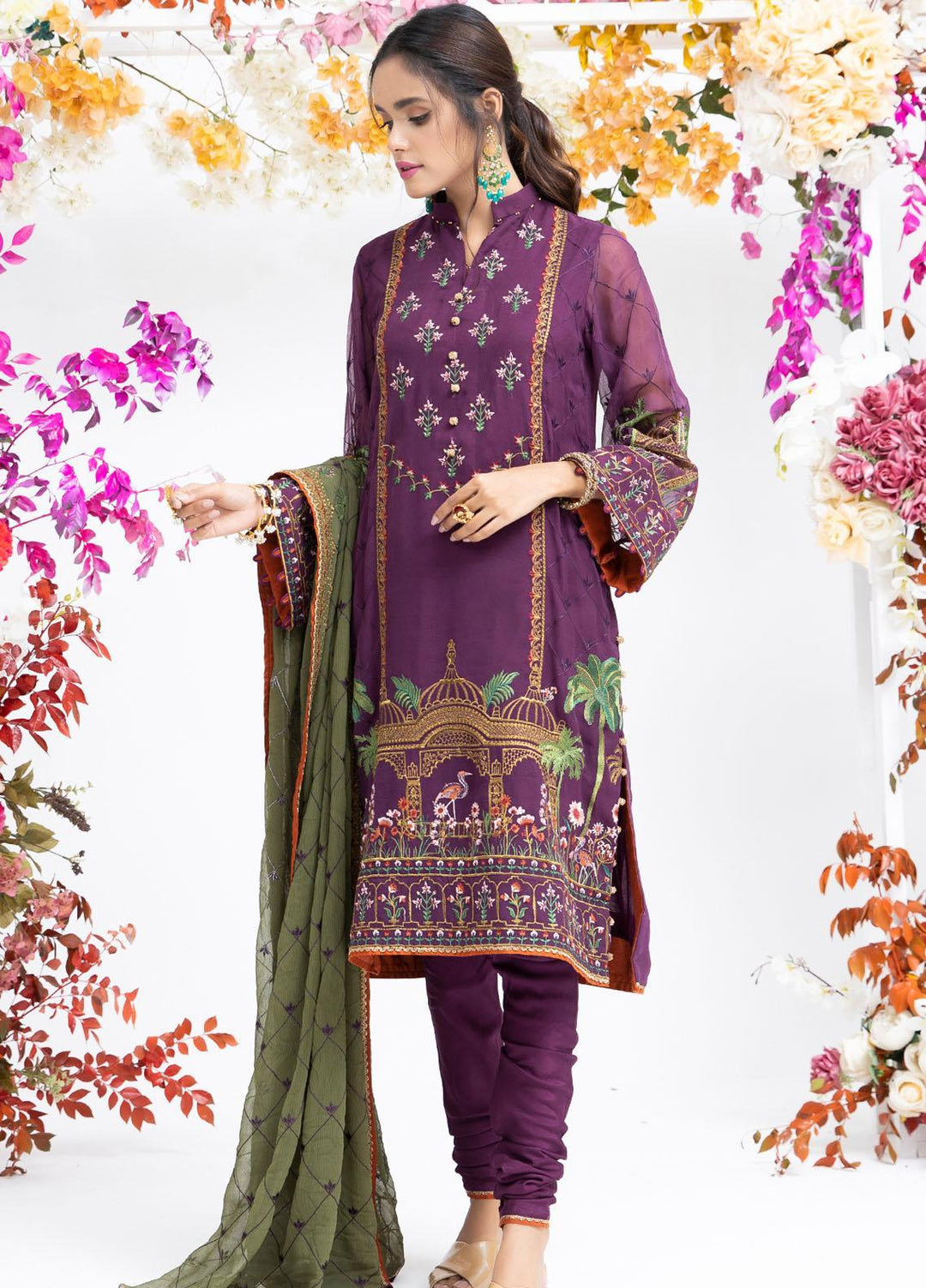 Parishey By Zaaviay Embroidered Chiffon Suits Unstitched 3 Piece KHUWAAB - Luxury Collection