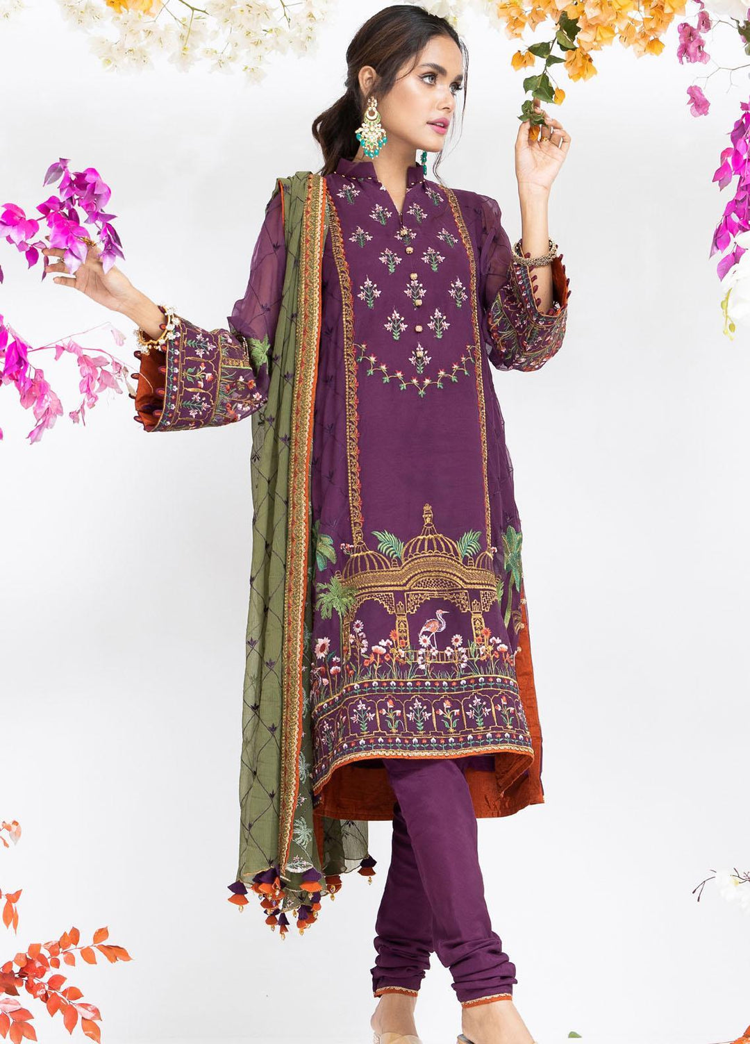 Parishey By Zaaviay Embroidered Chiffon Suits Unstitched 3 Piece KHUWAAB - Luxury Collection
