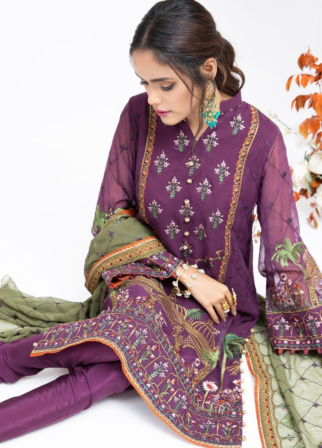 Parishey By Zaaviay Embroidered Chiffon Suits Unstitched 3 Piece KHUWAAB - Luxury Collection