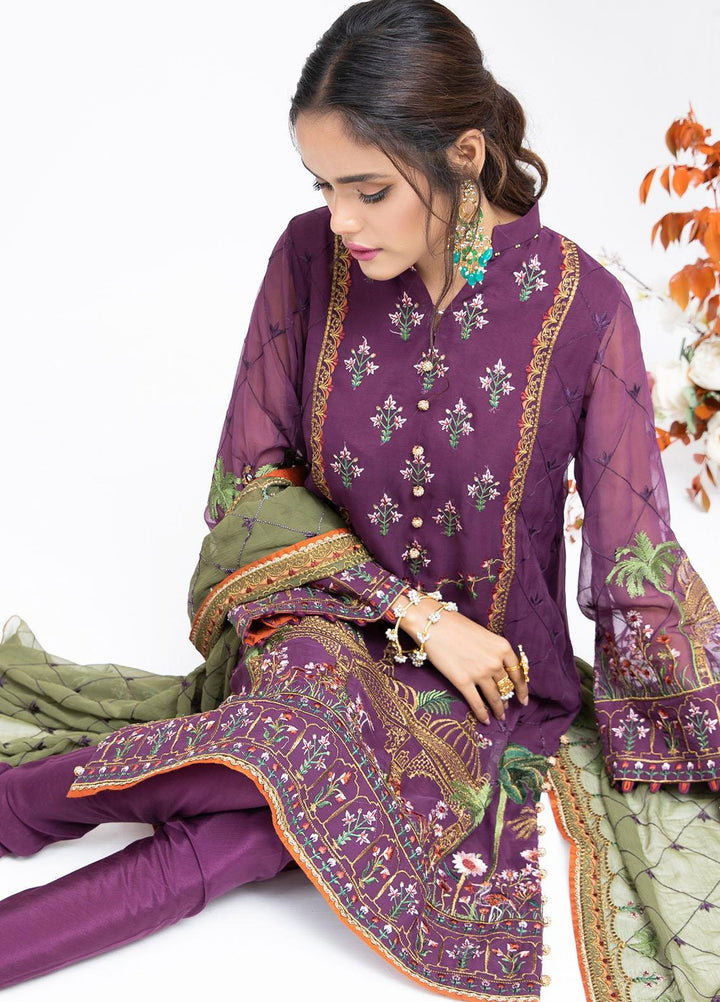 Parishey By Zaaviay Embroidered Chiffon Suits Unstitched 3 Piece KHUWAAB - Luxury Collection