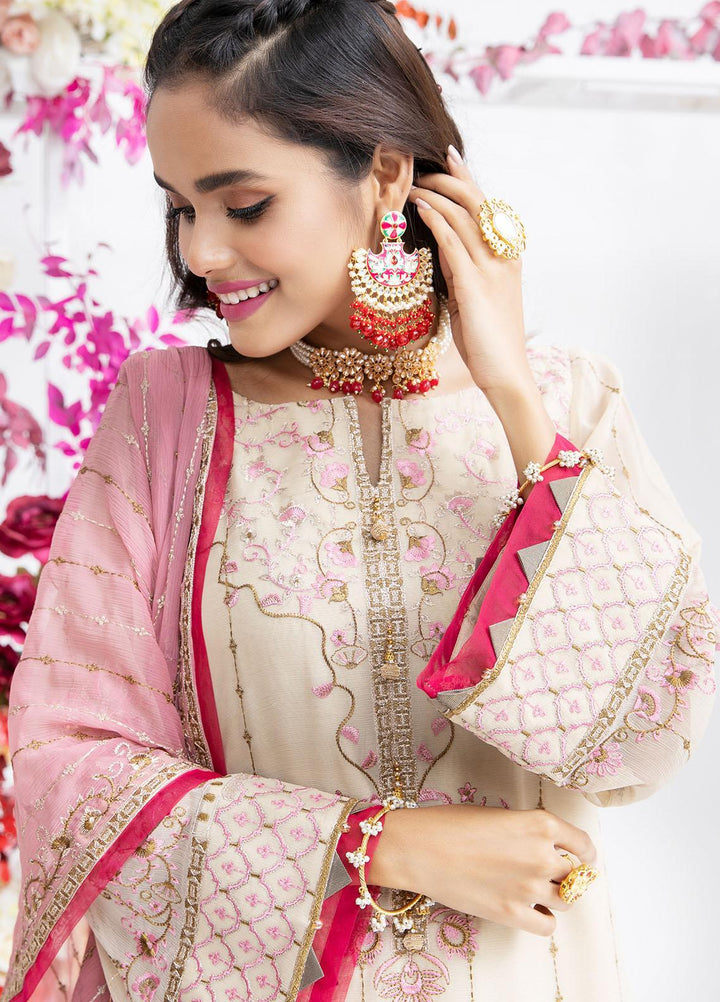 Parishey By Zaaviay Embroidered Chiffon Suits Unstitched 3 Piece MOTI - Luxury Collection