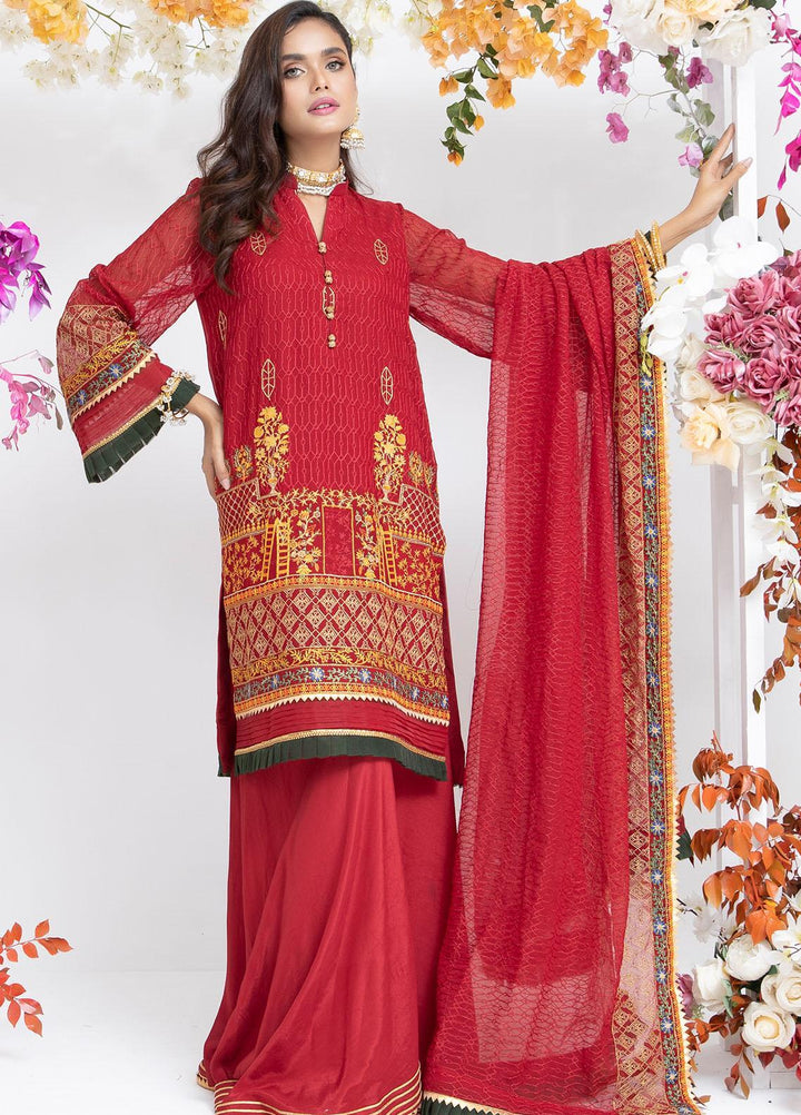 Parishey By Zaaviay Embroidered Chiffon Suits Unstitched 3 Piece RUMAAN - Luxury Collection