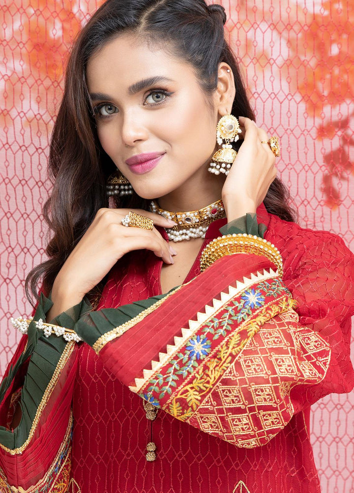 Parishey By Zaaviay Embroidered Chiffon Suits Unstitched 3 Piece RUMAAN - Luxury Collection