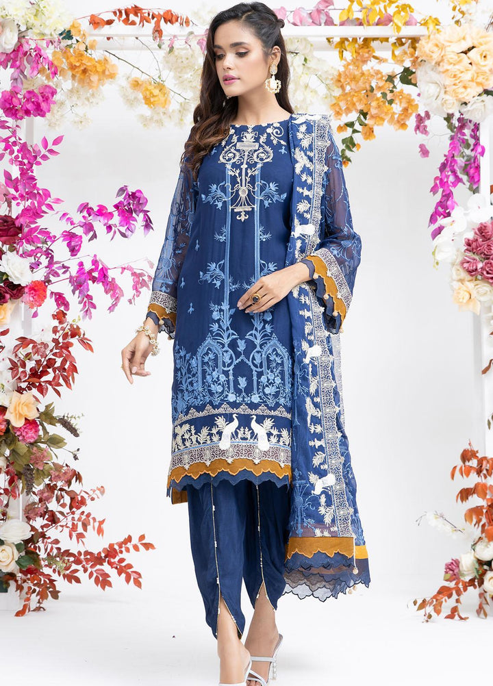 Parishey By Zaaviay Embroidered Chiffon Suits Unstitched 3 Piece SAHIL - Luxury Collection