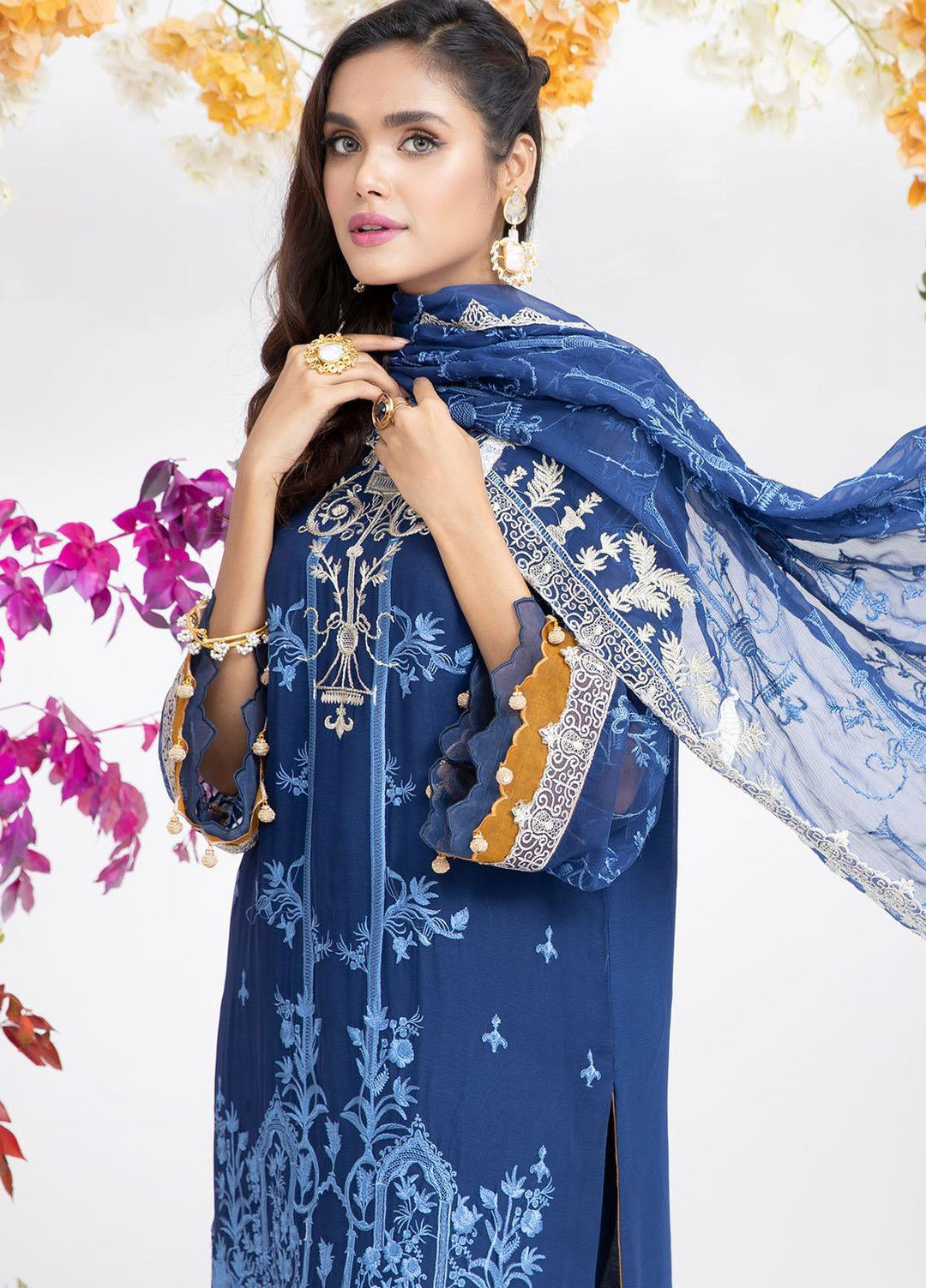 Parishey By Zaaviay Embroidered Chiffon Suits Unstitched 3 Piece SAHIL - Luxury Collection