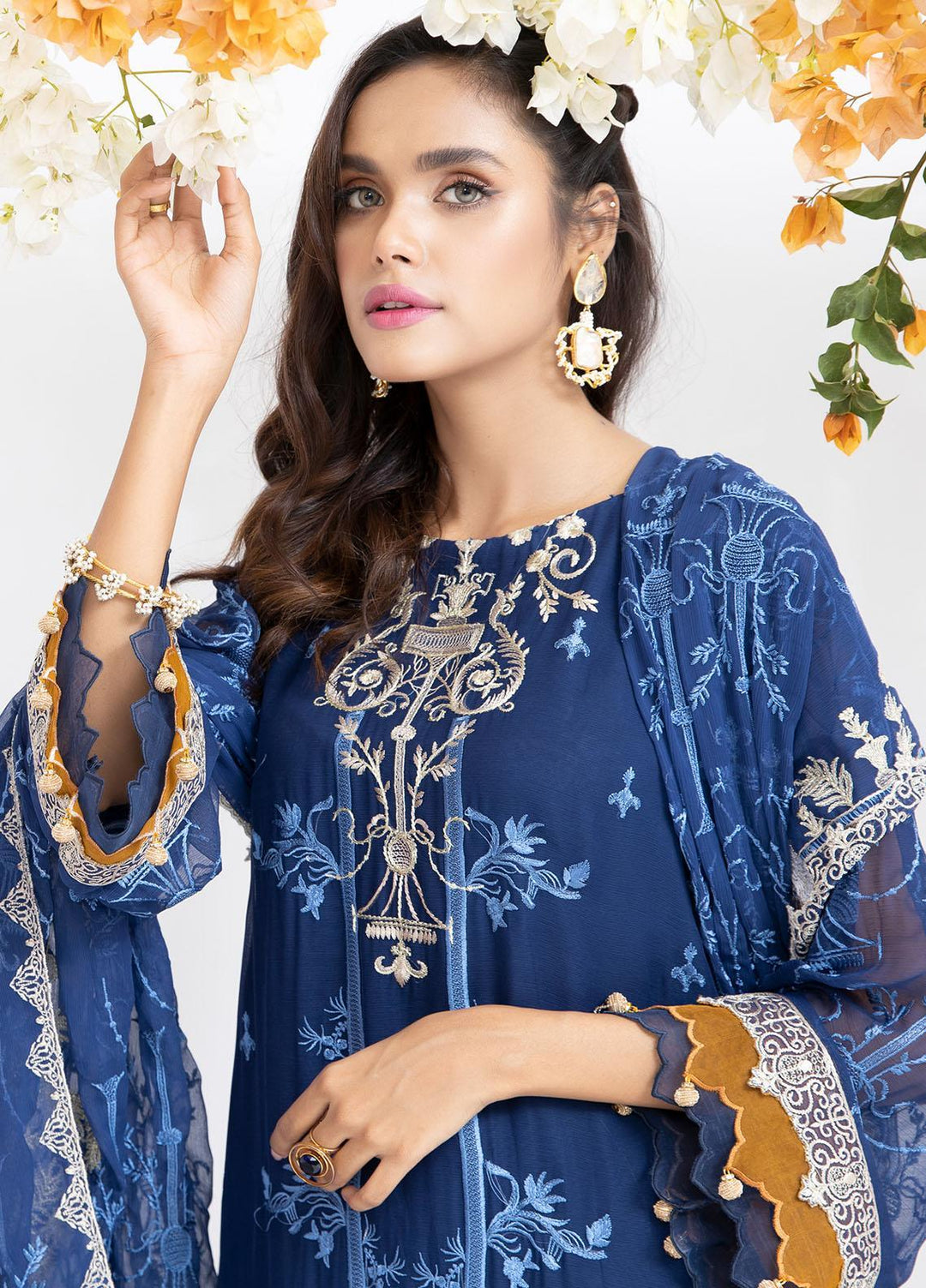 Parishey By Zaaviay Embroidered Chiffon Suits Unstitched 3 Piece SAHIL - Luxury Collection